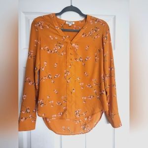 Express mustard/orange floral shirt